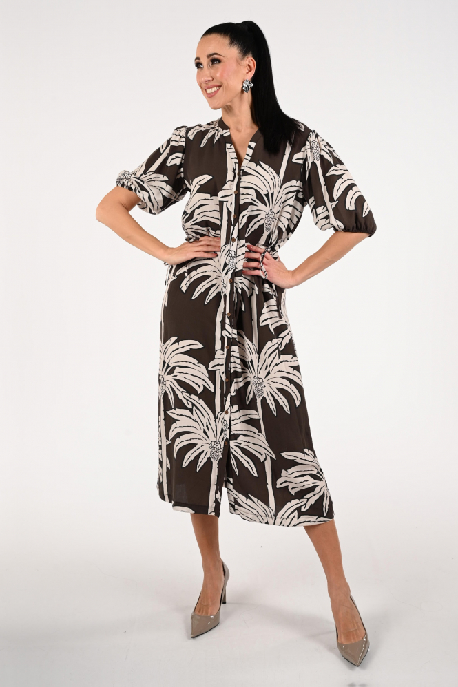 Geisha 67113-20 Jurk korte mouw Bruin