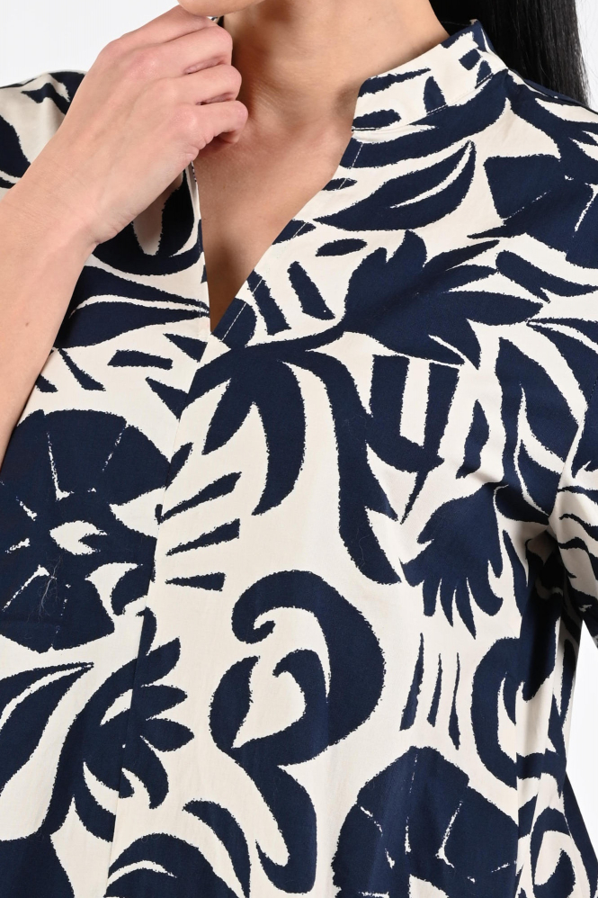 Oui 97496 Jurk korte mouw Blauw