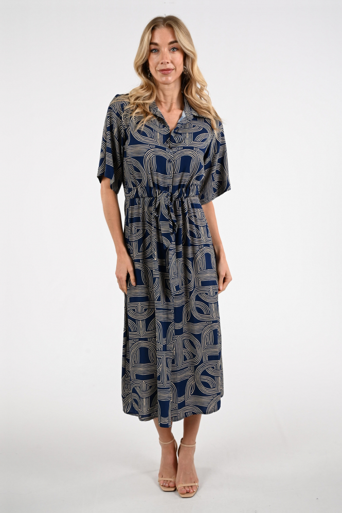 Geisha 67053-70 Jurk korte mouw Blauw