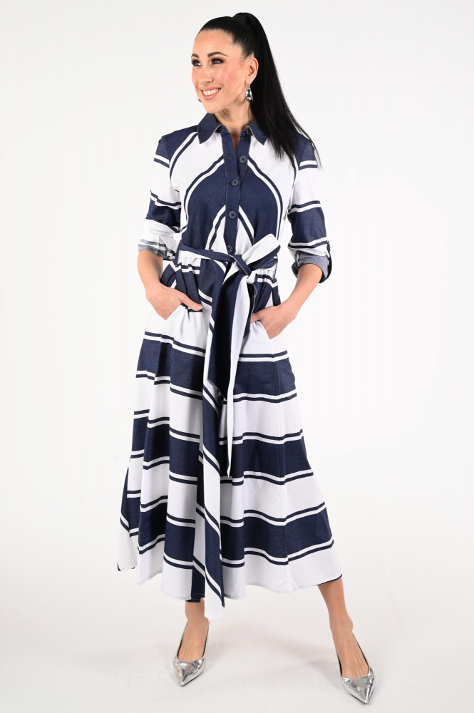 Joseph Ribkoff 261936 Jurk korte mouw Blauw