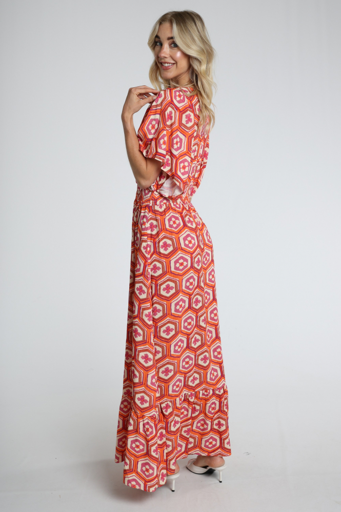 Geisha 67117-20 Jurk korte mouw Oranje
