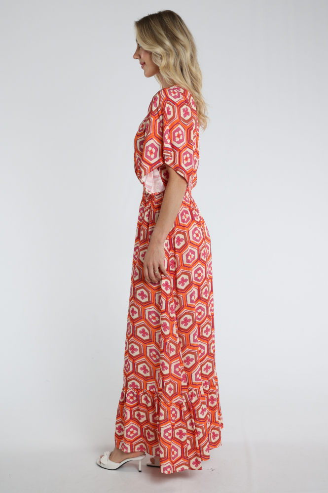 Geisha 67117-20 Jurk korte mouw Oranje