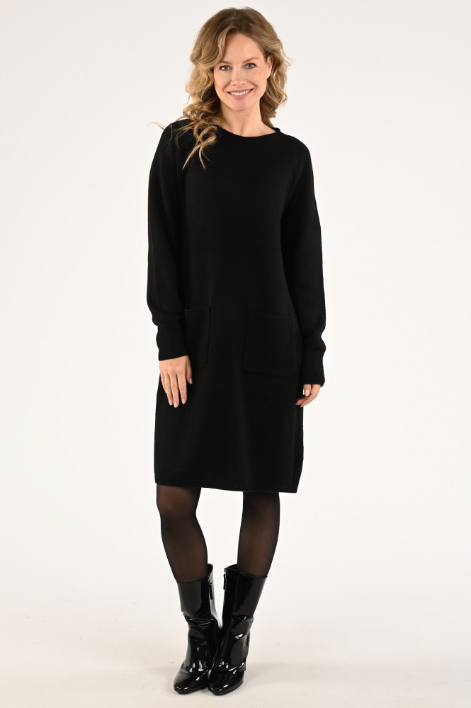 Oui 80156 Jurk lange mouw Zwart