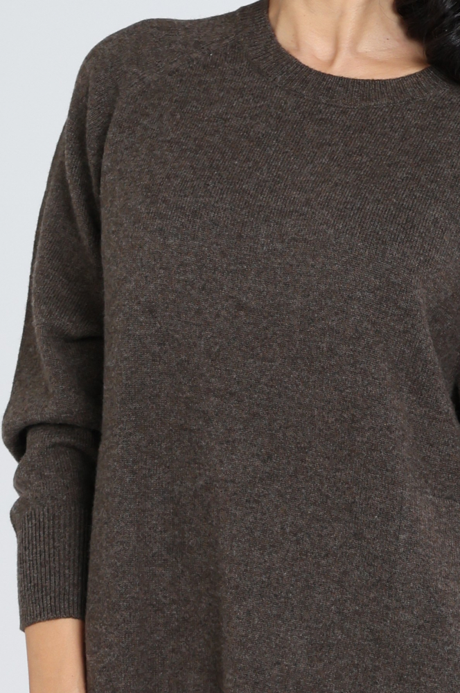 Oui 99777 Jurk lange mouw Bruin