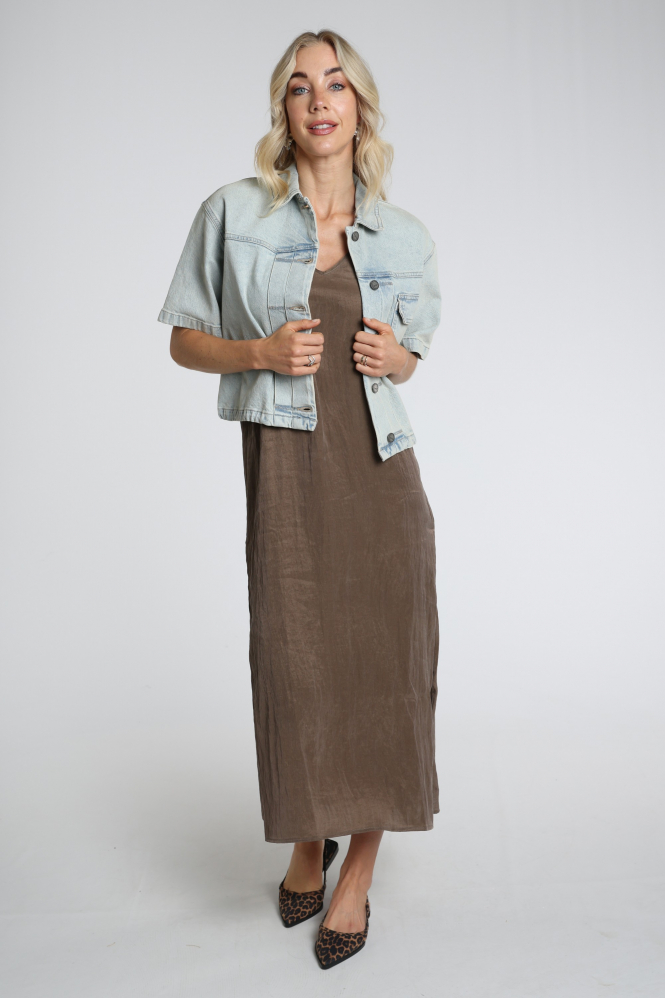 Yaya 01-601205-605 Jurk lange mouw Bruin