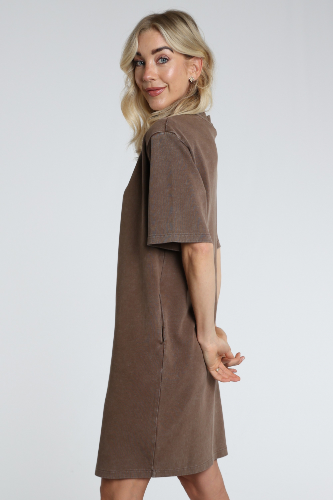 Yaya 01-609208-605 Jurk lange mouw Bruin