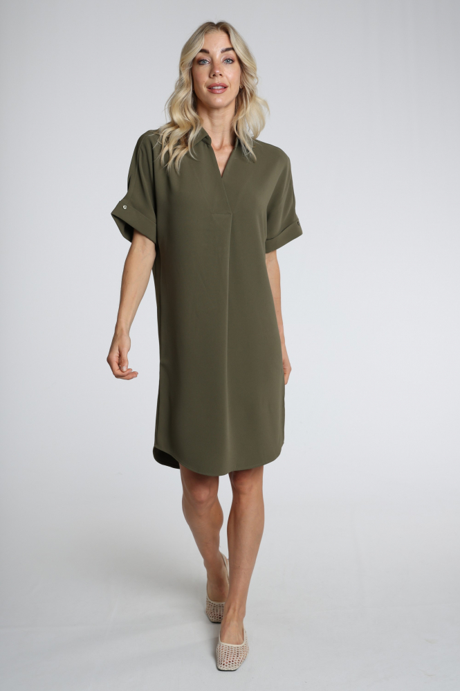 Yaya 01-601218-604 Jurk lange mouw Groen