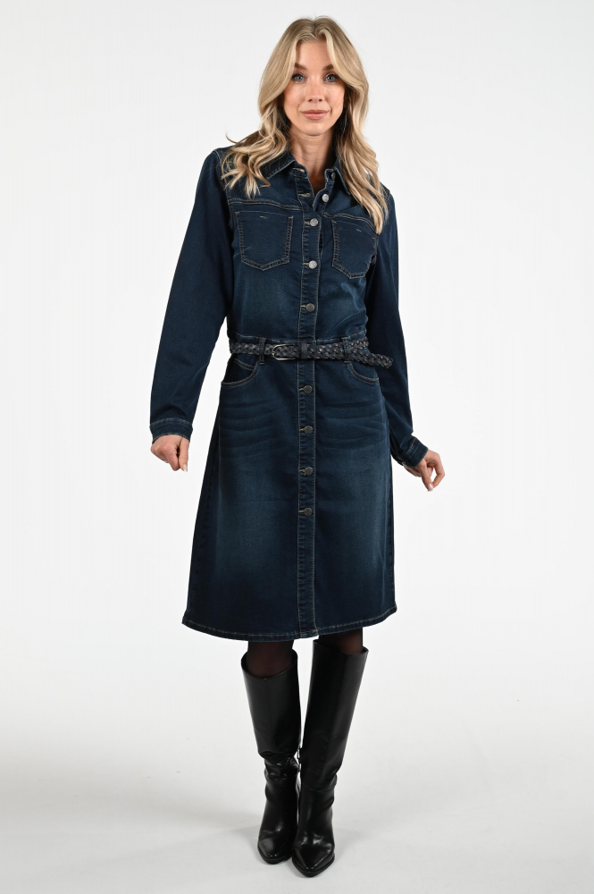 Geisha 57501-10 Jurk lange mouw Blauw
