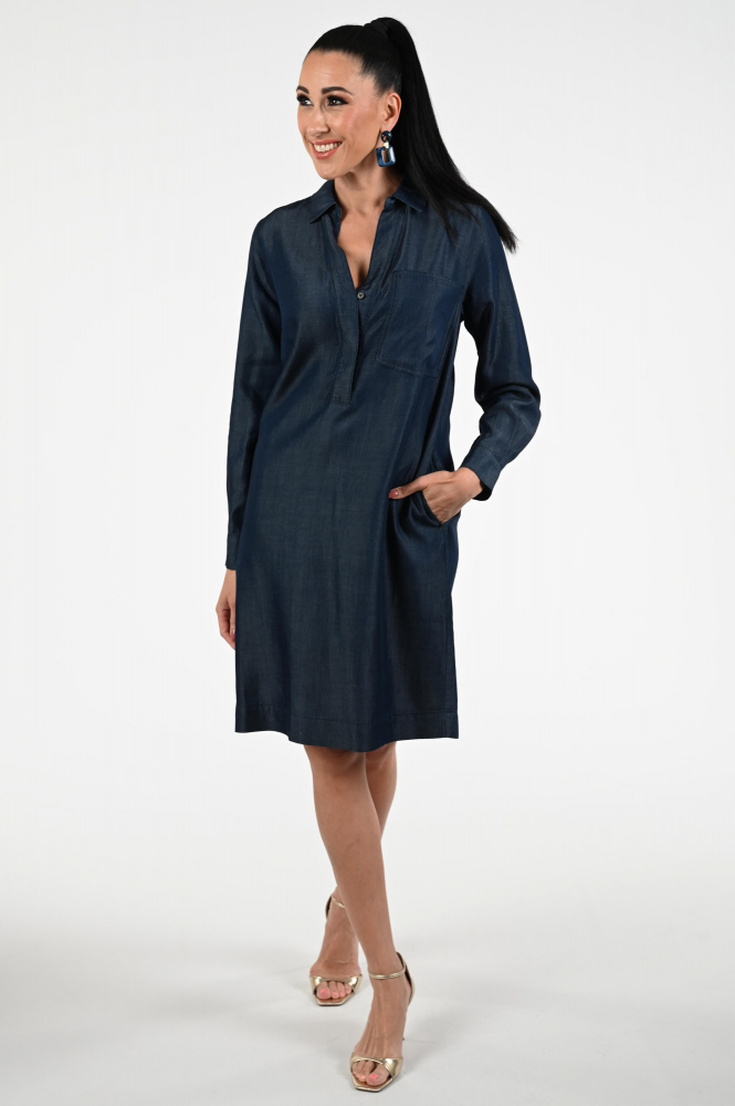 KYRA Lina-s25 Jurk lange mouw Blauw