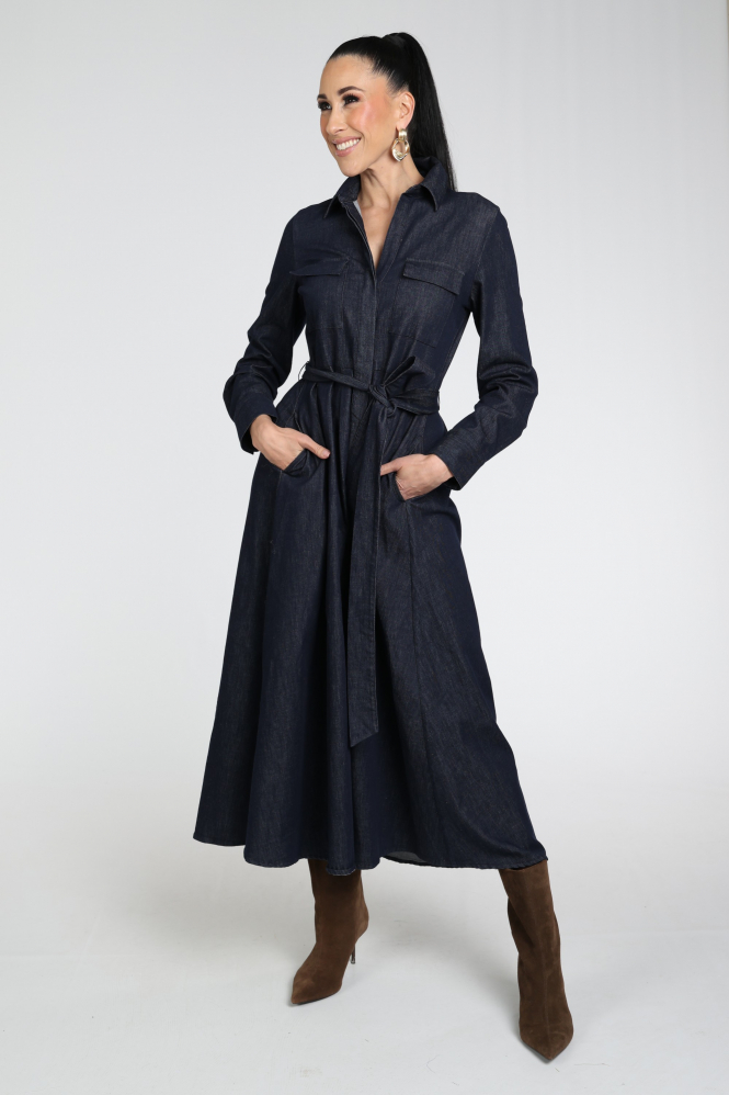 Geisha 67500-10 Jurk lange mouw Blauw
