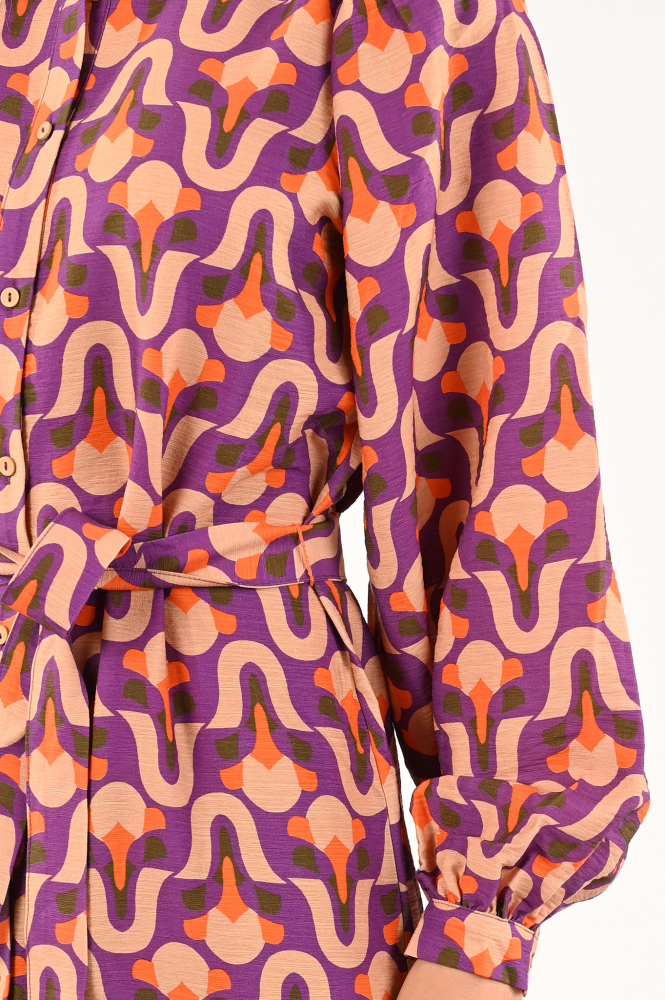 Geisha 37620-20 Jurk lange mouw Paars