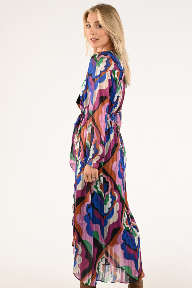 Smashed Lemon 23549 Jurk lange mouw Roze