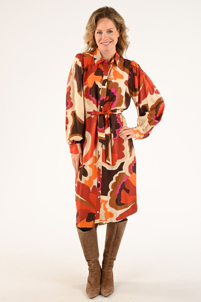 Geisha 37640-20 Jurk lange mouw Oranje