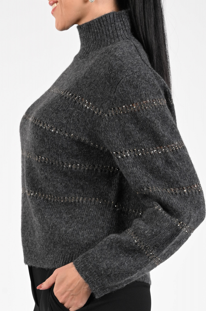 Luisa Cerano 128726-5348 Trui turtle neck Grijs