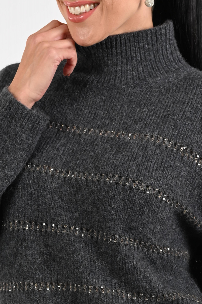 Luisa Cerano 128726-5348 Trui turtle neck Grijs