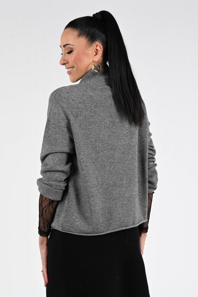 Oui 86104 Trui turtle neck Grijs