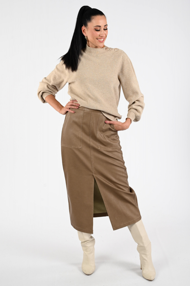 Nukus NKF03026 Trui turtle neck Beige
