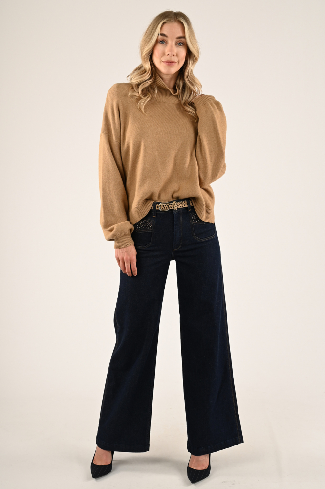 By-Bar sammie pullover Trui turtle neck Bruin