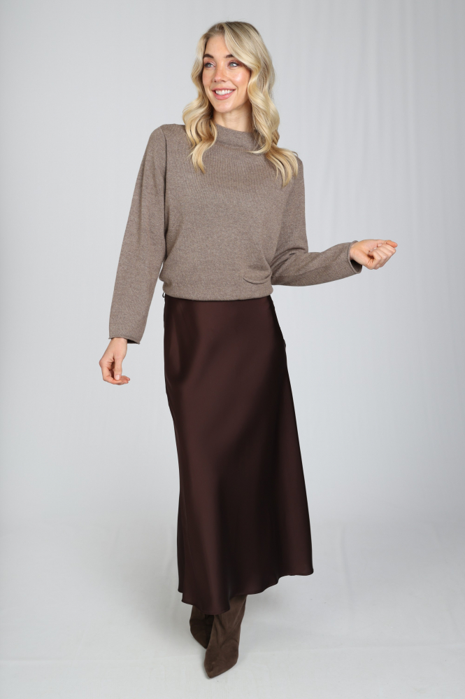 Oui 99005 Trui turtle neck Bruin