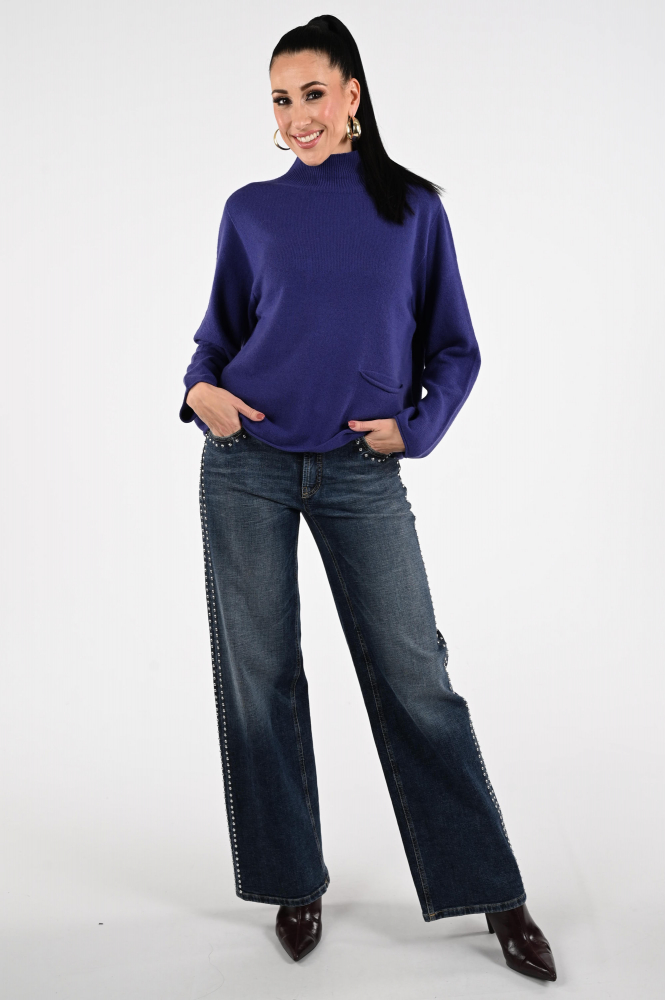 Oui 86104 Trui turtle neck Blauw