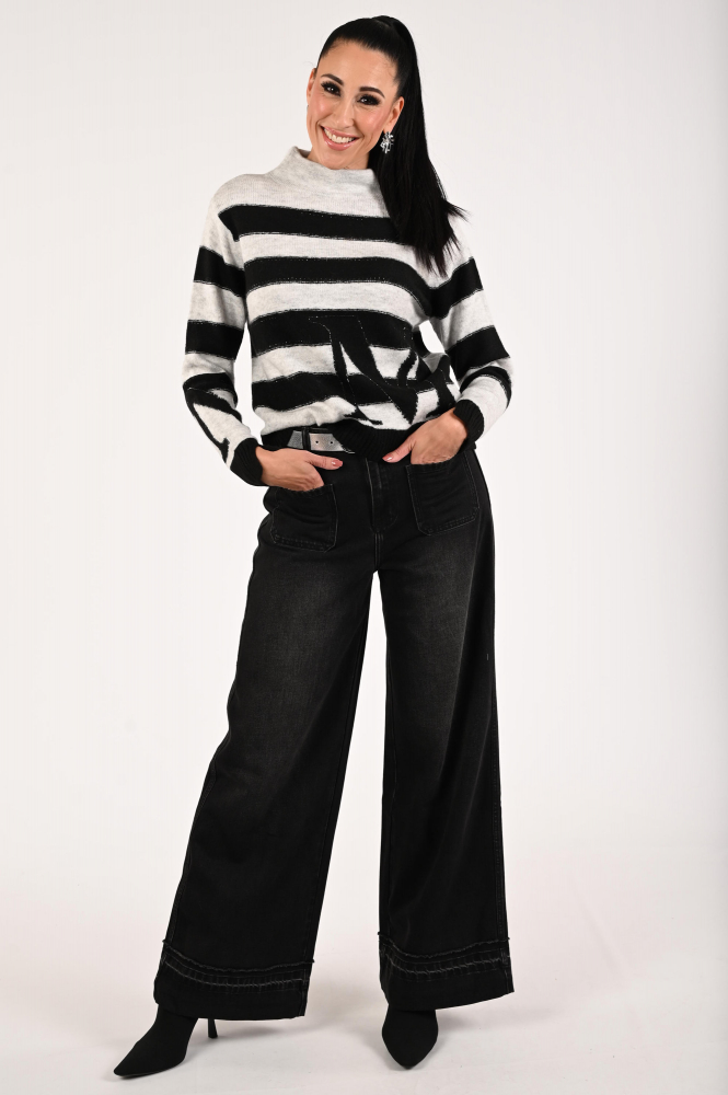 Monari 809123 Trui turtle neck Zwart