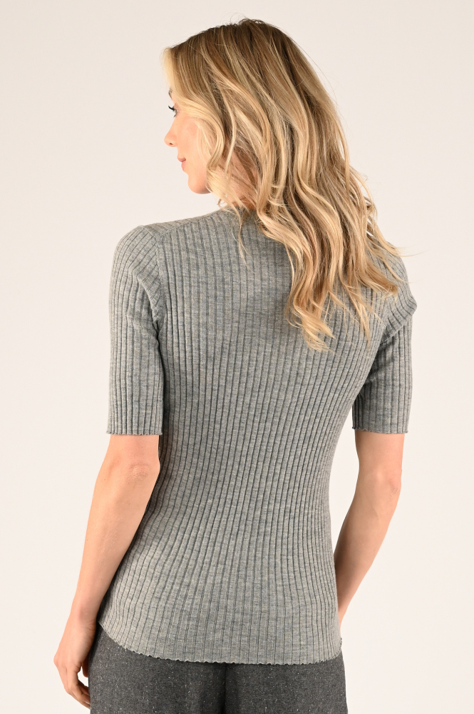 Mos Mosh relena crew neck Pull korte mouw Grijs