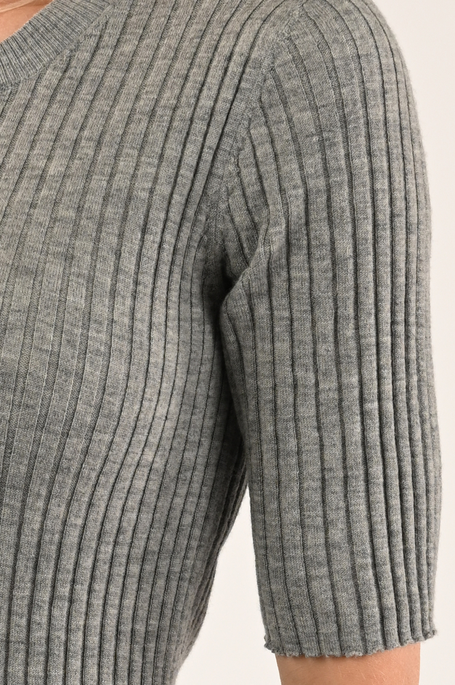 Mos Mosh relena crew neck Pull korte mouw Grijs