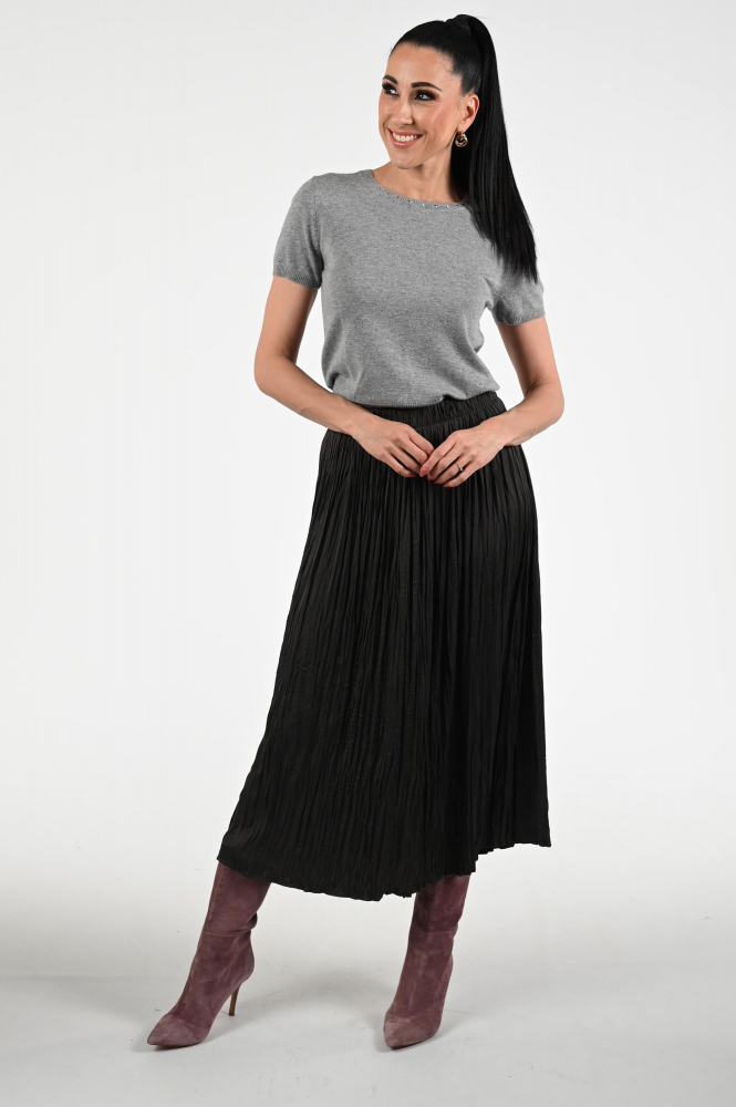 Oui 94150 Pull korte mouw Grijs