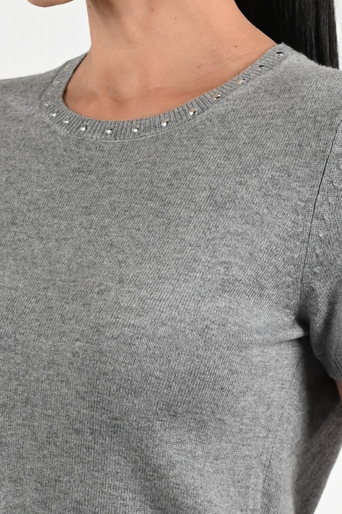 Oui 94150 Pull korte mouw Grijs