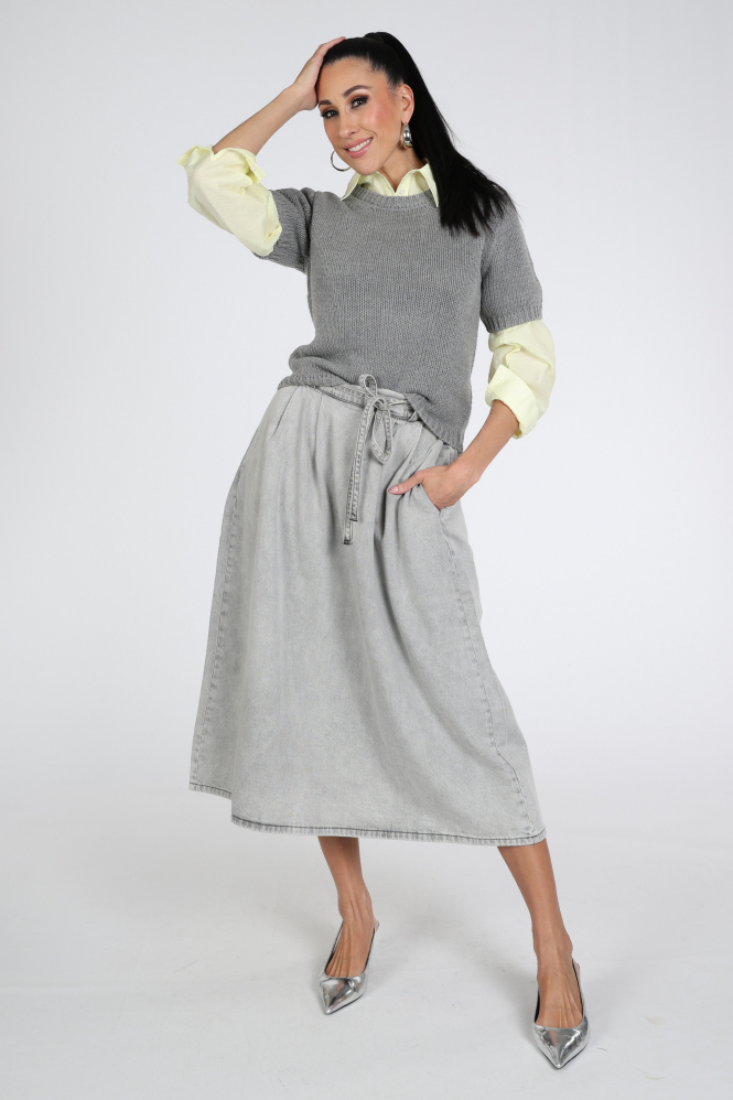 WithBlack WBLELINORE Pull korte mouw Grijs