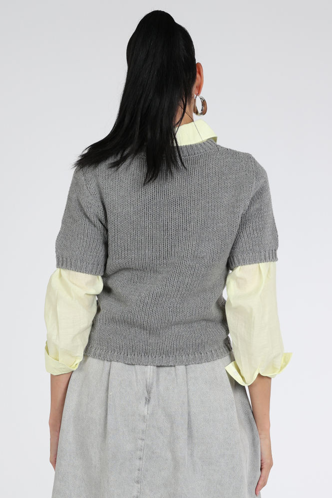 WithBlack WBLELINORE Pull korte mouw Grijs