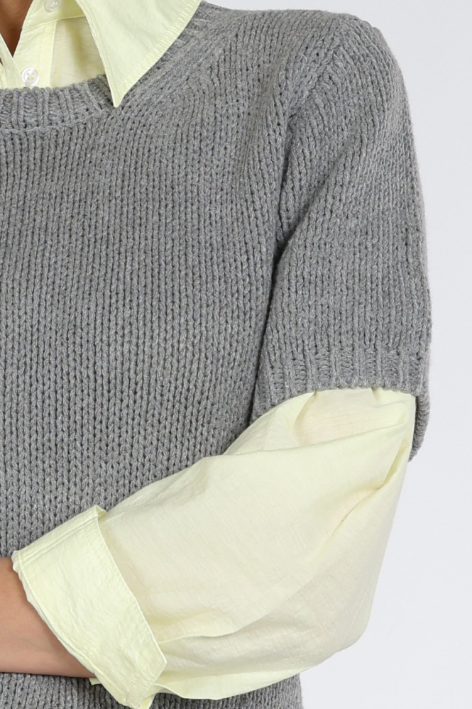 WithBlack WBLELINORE Pull korte mouw Grijs