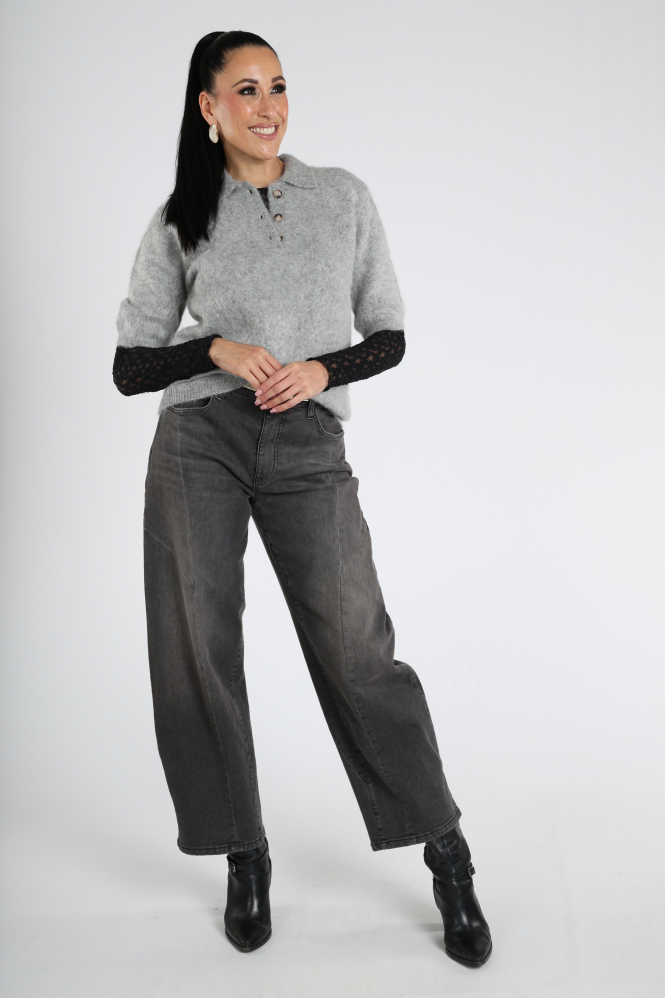 Knit-Ted Sherman 262p045 Pull korte mouw Grijs