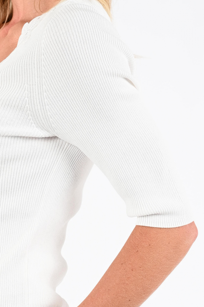 Oui 97267 Pull korte mouw Wit