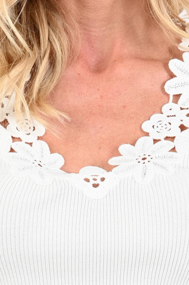 Oui 97267 Pull korte mouw Wit