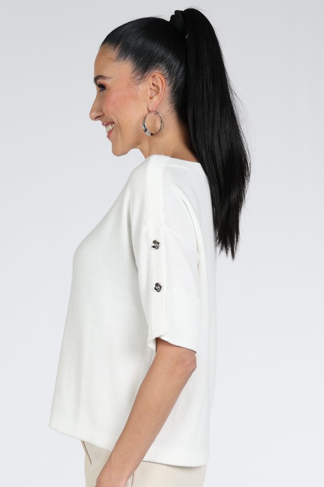 Caroline Biss 1210 Pull korte mouw Wit