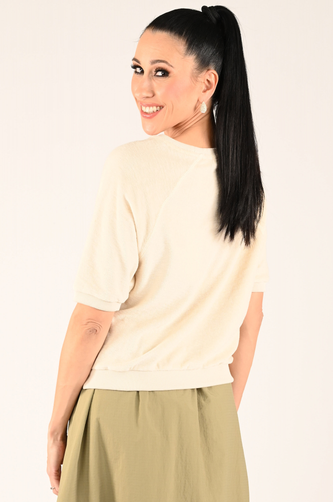 By-Bar Neva slub Pull korte mouw Beige