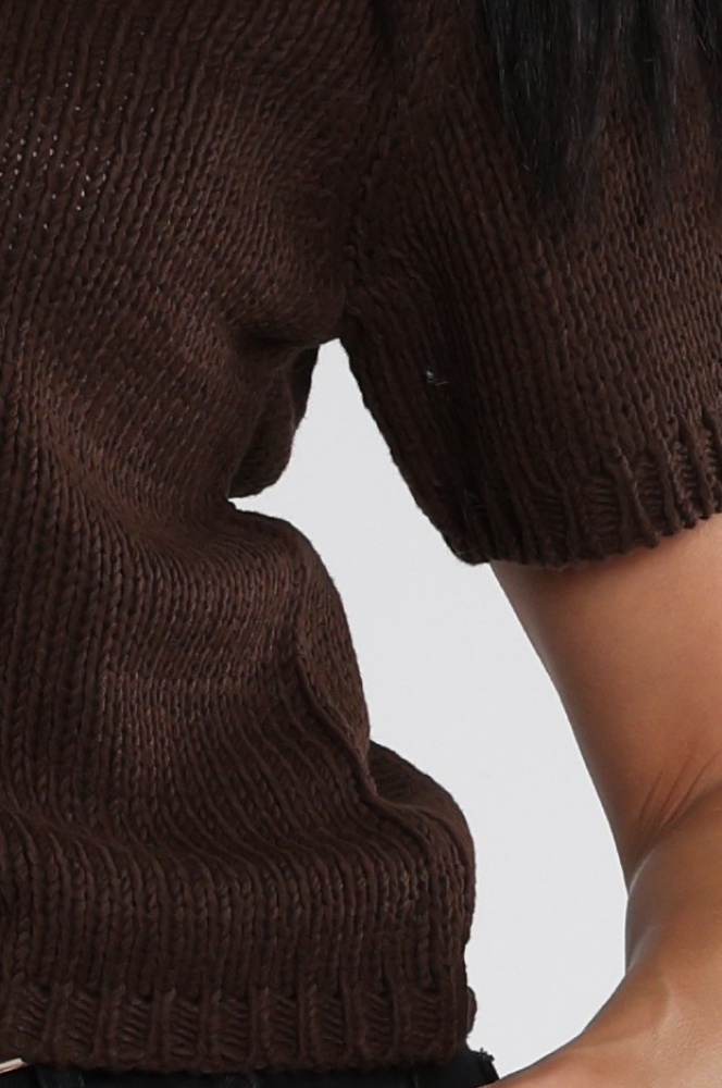 WithBlack 00001603 Pull korte mouw Bruin