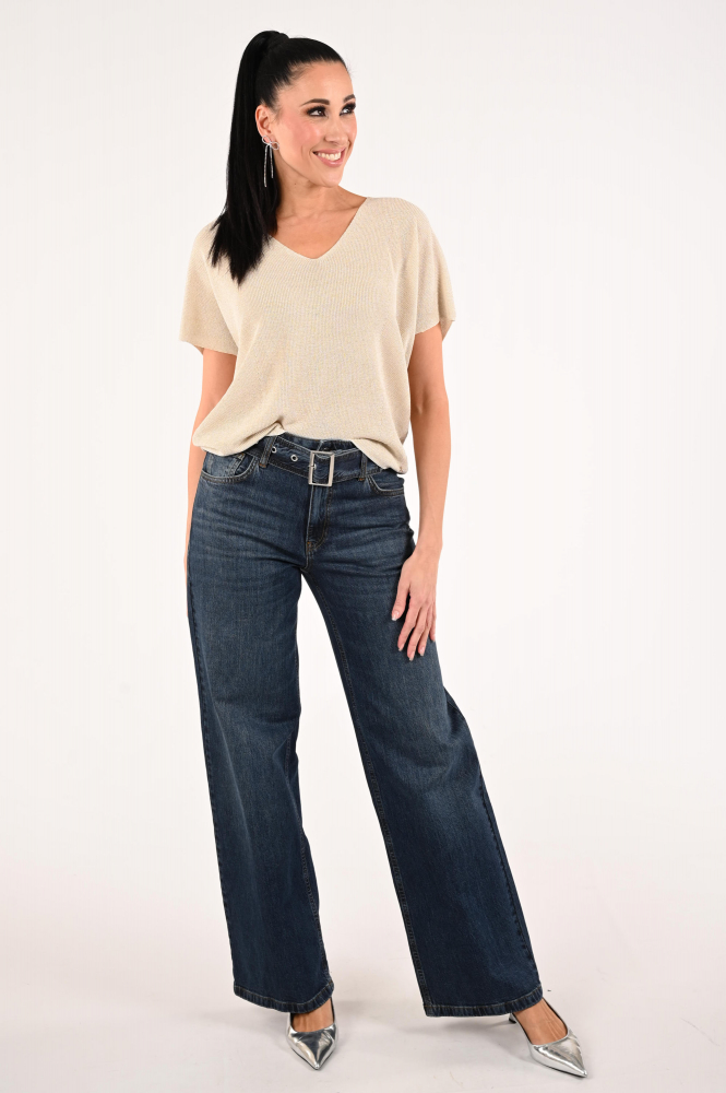 Nukus NKS01022 Pull korte mouw Beige