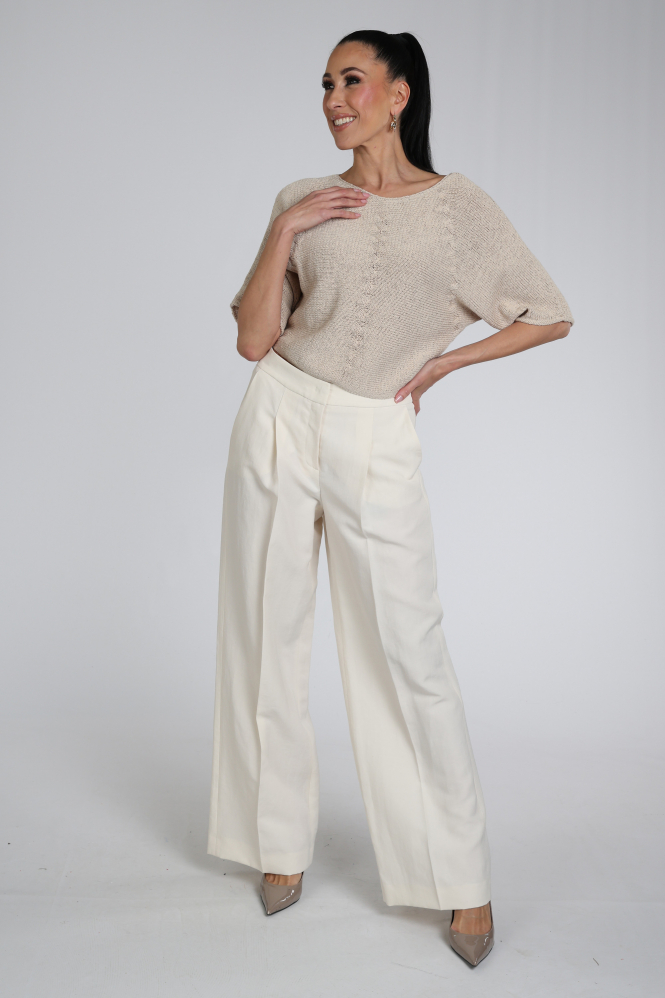 Oui 97252 Pull korte mouw Beige