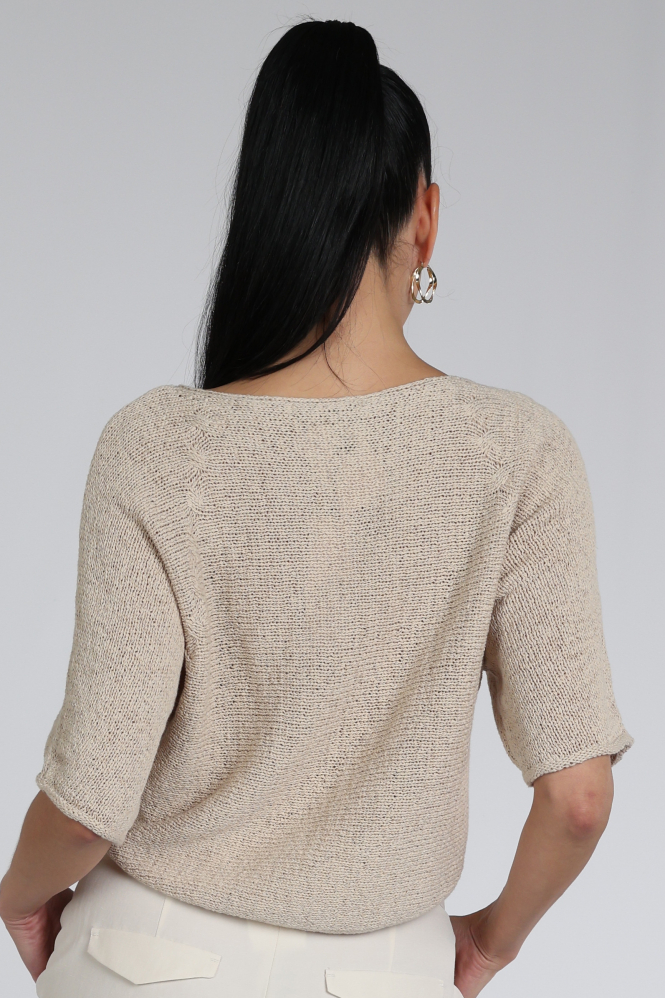 Oui 97252 Pull korte mouw Beige