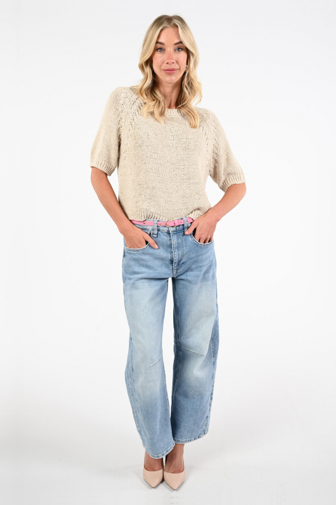 Oui 97421 Pull korte mouw Beige