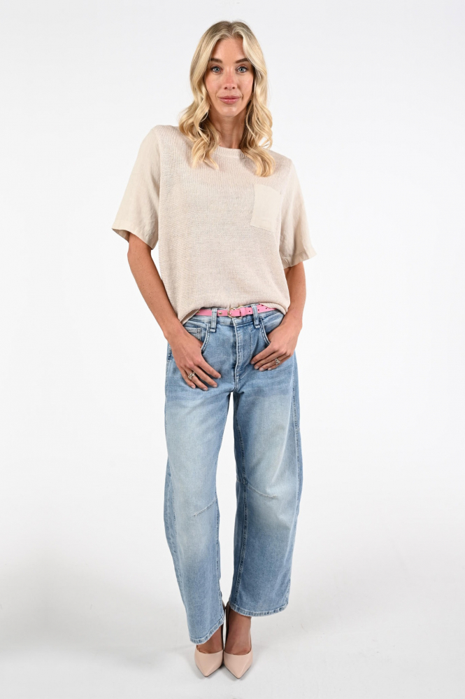 Oui 97257 Pull korte mouw Beige