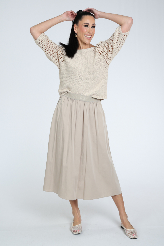 Oui 97270 Pull korte mouw Beige