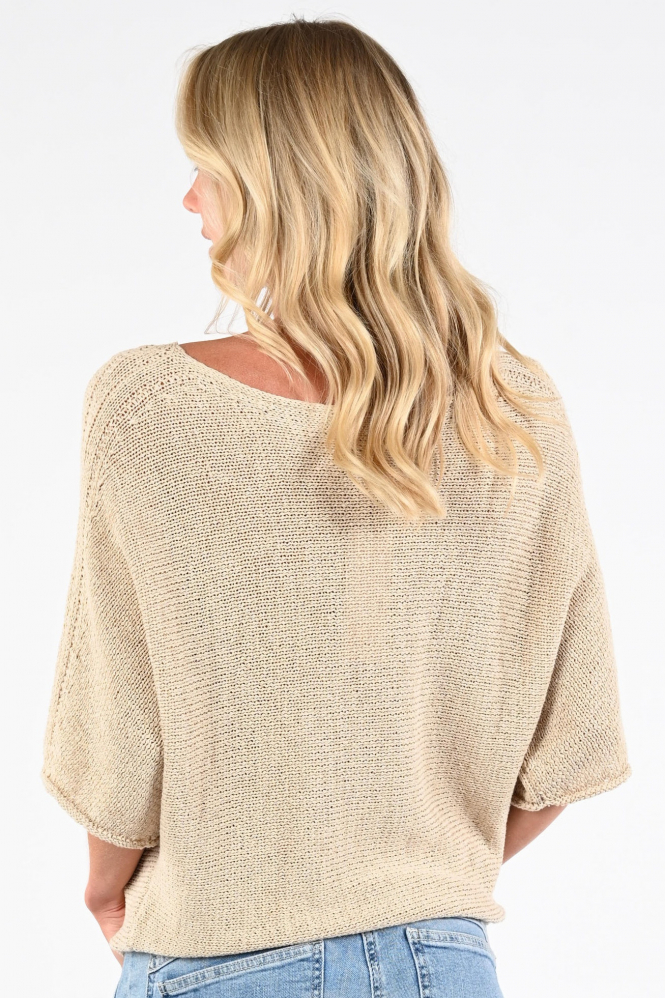Oui 97433 Pull korte mouw Beige
