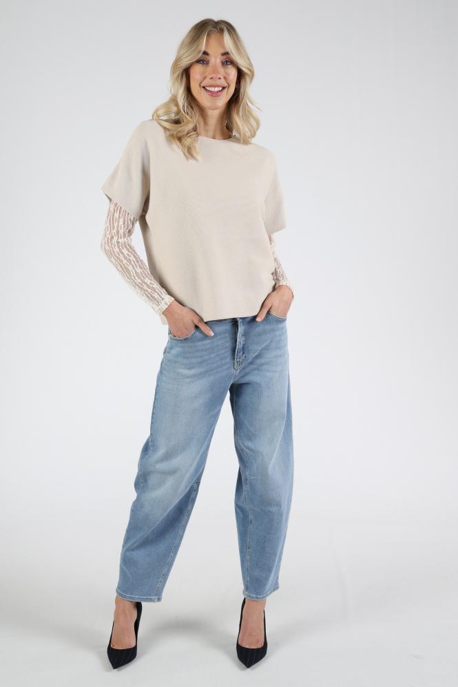 Knit-Ted 261p005 eva Pull korte mouw Beige