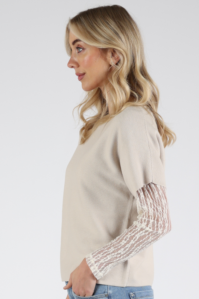 Knit-Ted 261p005 eva Pull korte mouw Beige