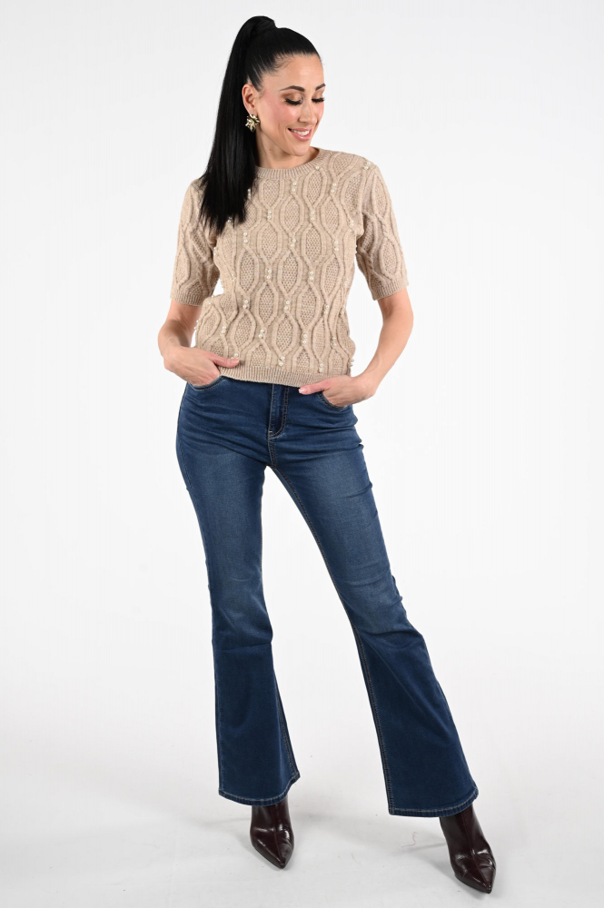 Geisha 54884-70 Pull korte mouw Beige