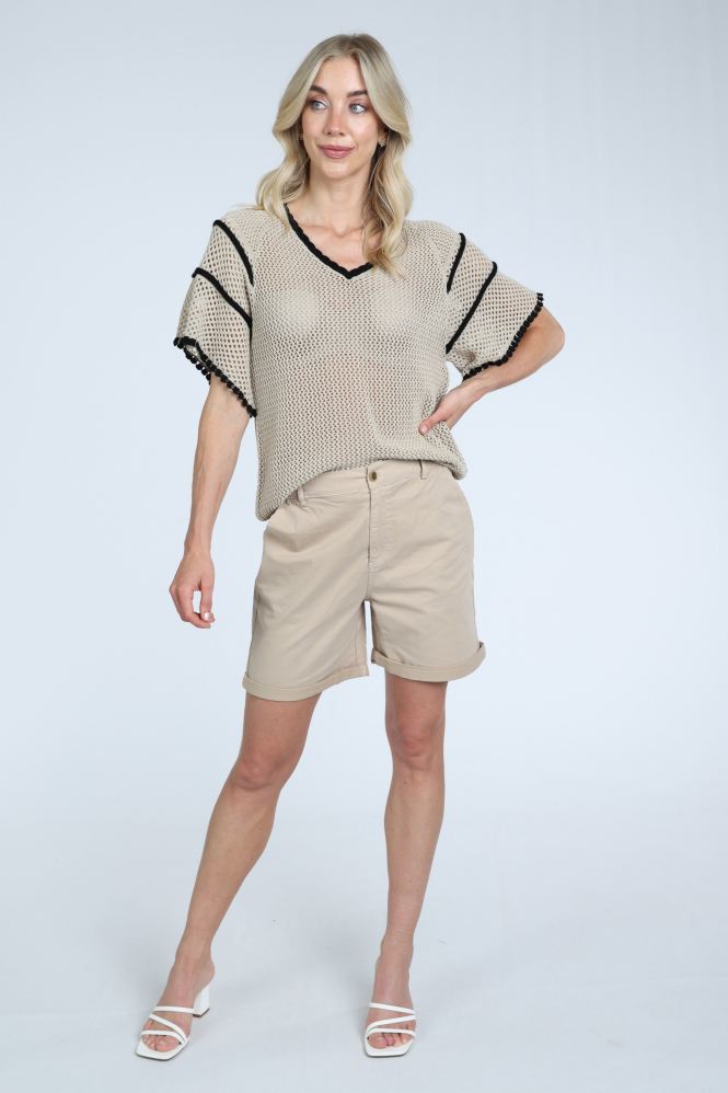 Geisha 64050-23 Pull korte mouw Beige