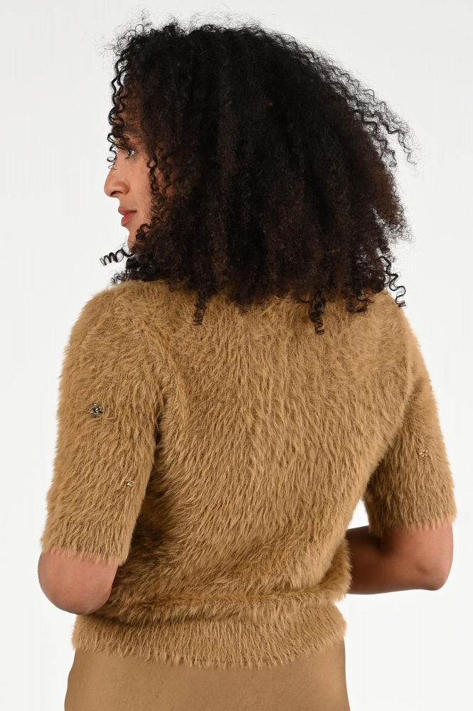 Luisa Cerano 128670-5349 Pull korte mouw Bruin